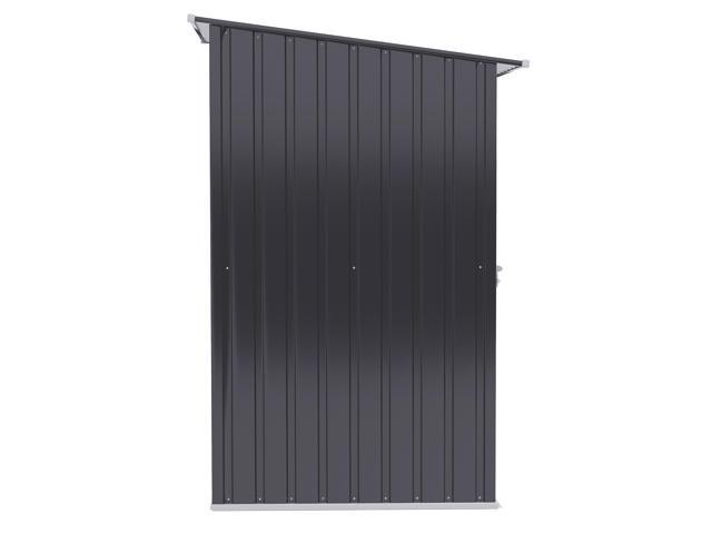 Outsunny 3.3' x 3.4' Outdoor Storage Shed, Galvanized Metal Utility Garden Tool House, Lockable Door for Backyard, Bike, Patio, Garage, Lawn, Dark...
