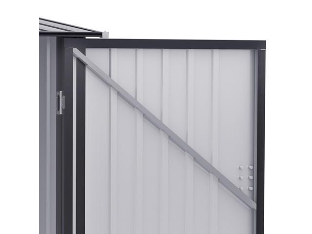 Outsunny 3.3' x 3.4' Outdoor Storage Shed, Galvanized Metal Utility Garden Tool House, Lockable Door for Backyard, Bike, Patio, Garage, Lawn, Dark...