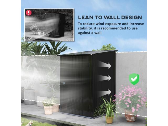 Outsunny 3.3' x 3.4' Outdoor Storage Shed, Galvanized Metal Utility Garden Tool House, Lockable Door for Backyard, Bike, Patio, Garage, Lawn, Dark...