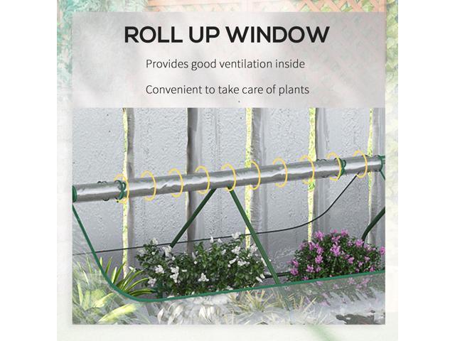 Outsunny 6' x 3' Galvanized Raised Garden Bed with Mini PVC Greenhouse Cover, Outdoor Metal Planter Box with 2 Roll-Up Windows for Growing Flowers,...