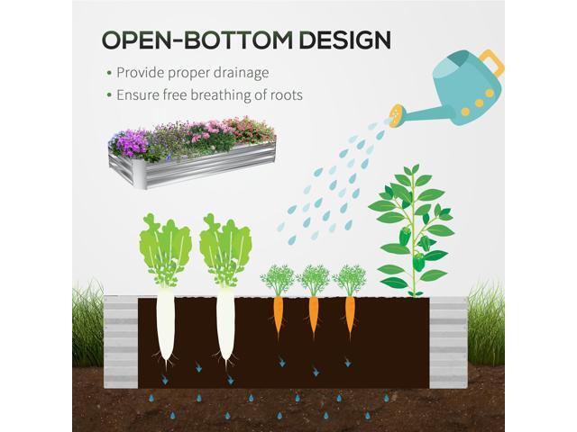 Outsunny 6' x 3' Galvanized Raised Garden Bed with Mini PVC Greenhouse Cover, Outdoor Metal Planter Box with 2 Roll-Up Windows for Growing Flowers,...