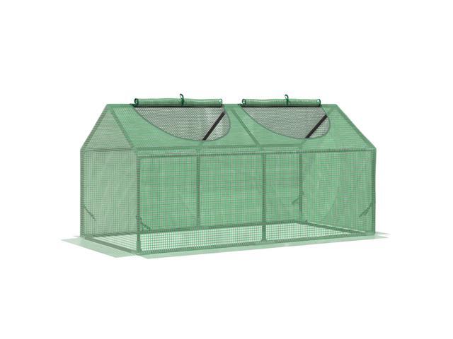 Outsunny 4' x 2' x 2' Portable Mini Greenhouse, Small Green House with PE Cover, Roll-up Zippered Windows for Indoor, Outdoor Garden, Green