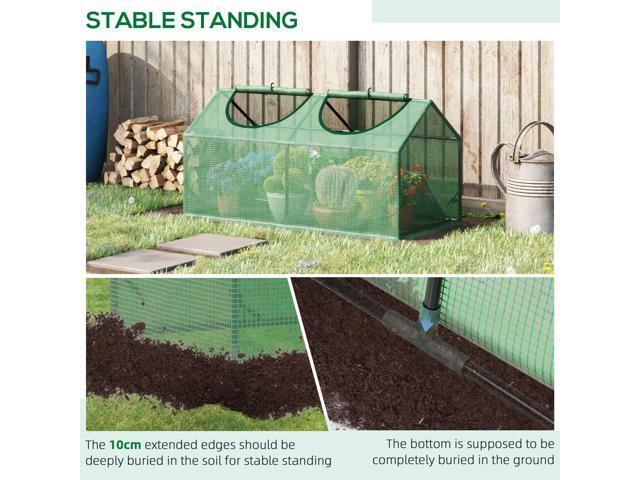 Outsunny 4' x 2' x 2' Portable Mini Greenhouse, Small Green House with PE Cover, Roll-up Zippered Windows for Indoor, Outdoor Garden, Green