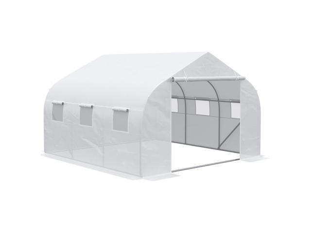 Outsunny 12' x 10' x 7' Walk-in Greenhouse, Tunnel Green House with Zippered Mesh Door and 6 Mesh Windows, Gardening Plant Hot House with...