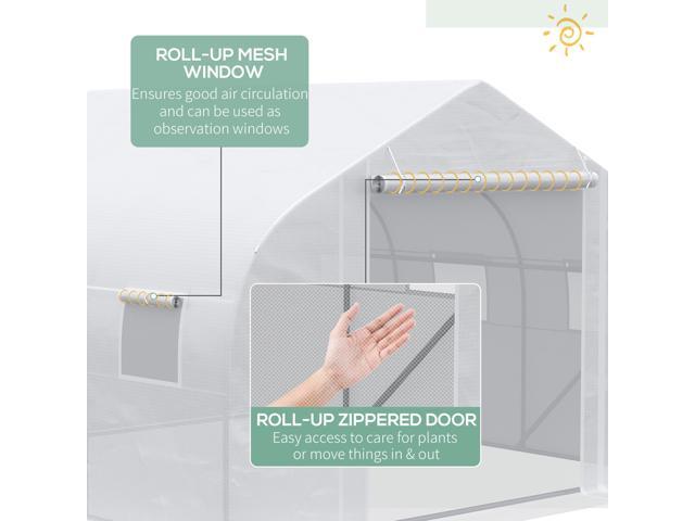Outsunny 12' x 10' x 7' Walk-in Greenhouse, Tunnel Green House with Zippered Mesh Door and 6 Mesh Windows, Gardening Plant Hot House with...