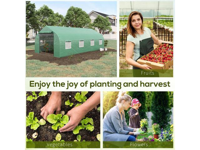 Outsunny 20' x 10' x 7' Walk-in Tunnel Greenhouse with Zippered Mesh Door and 8 Mesh Windows, Gardening Plant Hot House with Galvanized Steel...