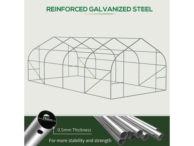 Outsunny 20' x 10' x 7' Walk-in Tunnel Greenhouse with Zippered Mesh Door and 8 Mesh Windows, Gardening Plant Hot House with Galvanized Steel...
