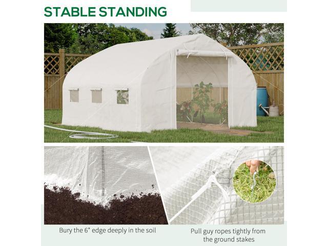 Outsunny 11.5' x 10' x 6.5' Walk-in Tunnel Greenhouse, Green House with Zippered Mesh Door, 7 Mesh Windows & Roll-up Sidewalls, Upgraded Gardening...