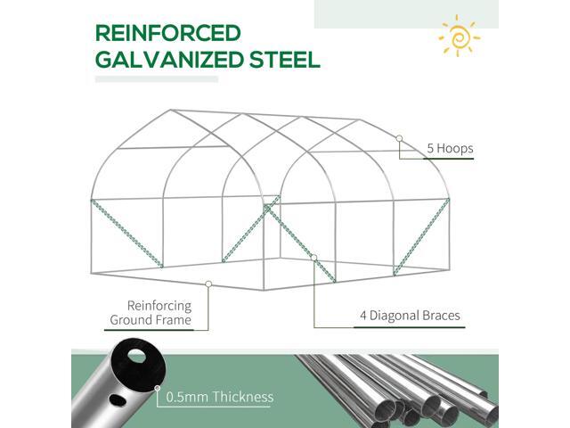 Outsunny 11.5' x 10' x 6.5' Walk-in Tunnel Greenhouse, Green House with Zippered Mesh Door, 7 Mesh Windows & Roll-up Sidewalls, Upgraded Gardening...