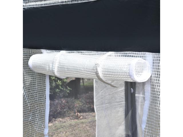 Outsunny 10' x 7' x 7' Walk-In Greenhouse, Outdoor Garden Warm Hot House with 4 Roll-up Windows, 2 Zippered Doors and Weather Cover, White