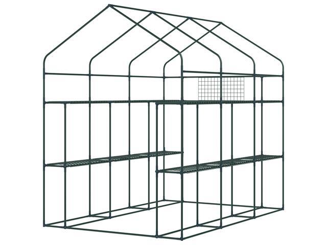 Outsunny 7' x 5' x 6' Walk-in Greenhouse with Mesh Door and Windows, 18 Shelf Hot House with Trellis, Plant Labels, UV protective for Growing...
