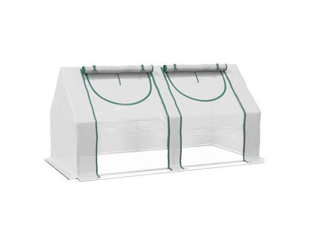 Outsunny 6' x 3' x 3' Portable Greenhouse, Garden Green House with 2 PE/Plastic Covers, Steel Frame and 2 Roll Up Windows, Clear