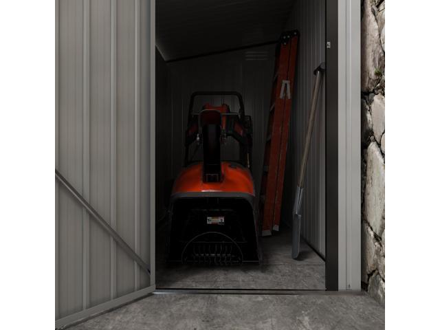 Outsunny 4' x 7.7' Metal Outdoor Storage Shed, Lean to Storage Shed, Garden Tool Storage House with Lockable Door and 2 Air Vents for Backyard,...