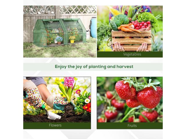 Outsunny 6' x 3' x 3' Portable Greenhouse, Garden Green House with 2 PE/Plastic Covers, Steel Frame and 2 Roll Up Windows, Green