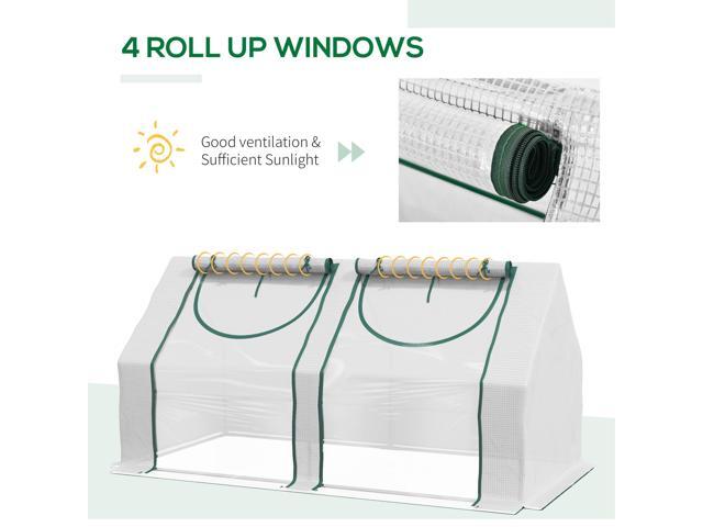 Outsunny 6' x 3' x 3' Portable Greenhouse, Garden Green House with 2 PE/Plastic Covers, Steel Frame and 2 Roll Up Windows, Clear