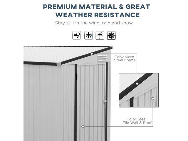 Outsunny 4' x 7.7' Metal Outdoor Storage Shed, Lean to Storage Shed, Garden Tool Storage House with Lockable Door and 2 Air Vents for Backyard,...