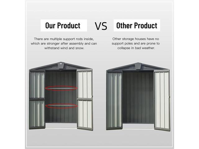 Outdoor Storage Shed 5.7x3 FT,Metal Outside Sheds & Outdoor Storage Galvanized Steel,Tool Shed with Lockable Double Door for...