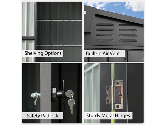 Outdoor Storage Shed 8.2'x 6.2', Metal Garden Shed for Bike, Trash Can, Galvanized Steel Outdoor Storage Cabinet with Lockable Door for Backyard,...