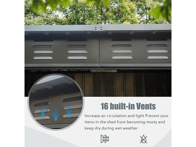 Backyard Storage Shed with Sloping Roof Galvanized Steel Frame Outdoor Garden Shed Metal Utility Tool Storage Room with Latches and Lockable Door...