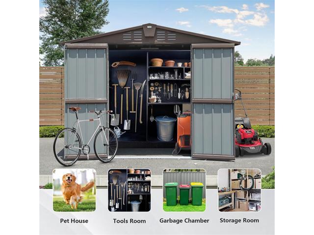 Outdoor Storage Shed 8.2' x 6.2', Metal Steel Utility Tool Shed Storage House with Double Lockable Doors & Air Vents for Backyard Patio Garden Lawn...