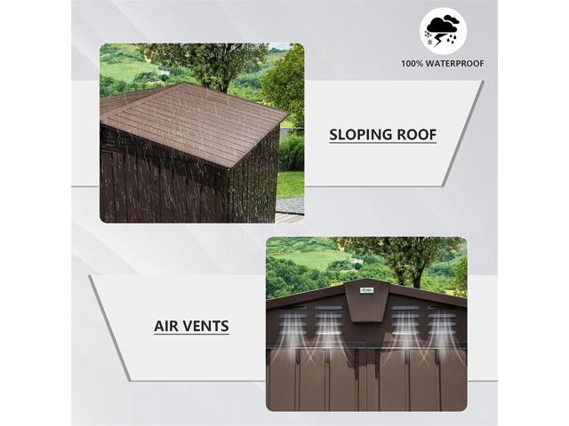 Outdoor Storage Shed 8.2' x 6.2', Metal Steel Utility Tool Shed Storage House with Double Lockable Doors & Air Vents for Backyard Patio Garden Lawn...