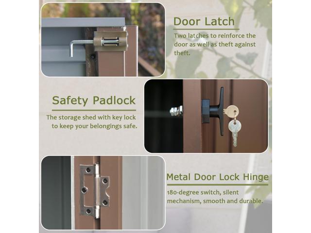 Outdoor Storage Shed 6x4 FT, Metal Tool Sheds Storage House with Lockable Double Door, Large Bike Shed Waterproof for Garden, Backyard, Lawn