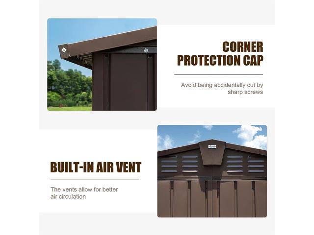 Backyard Storage Shed 11'x 9' with Galvanized Steel Frame & Windows, Outdoor Garden Shed Metal Utility Tool Storage Room with Lockable Door for...