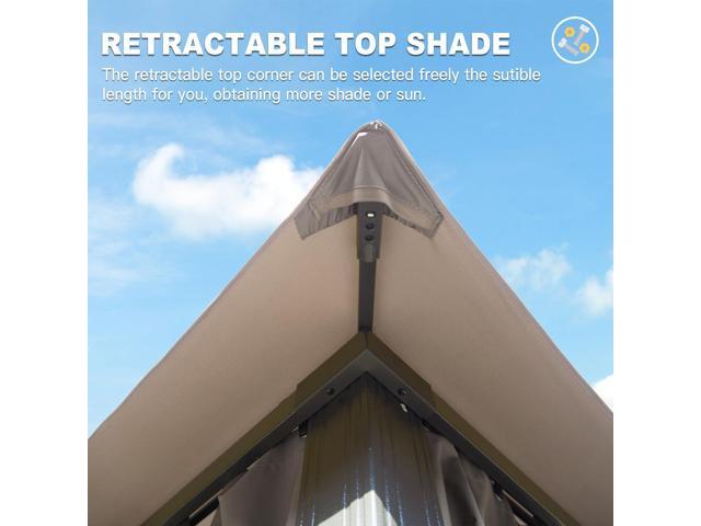 Gazebo 10x14FT, Outdoor Gazebo with Double Roofs, Privacy Curtains, Mosquito Nettings, Heavy Duty Metal Frame Party Tent Canopy for Patio,...
