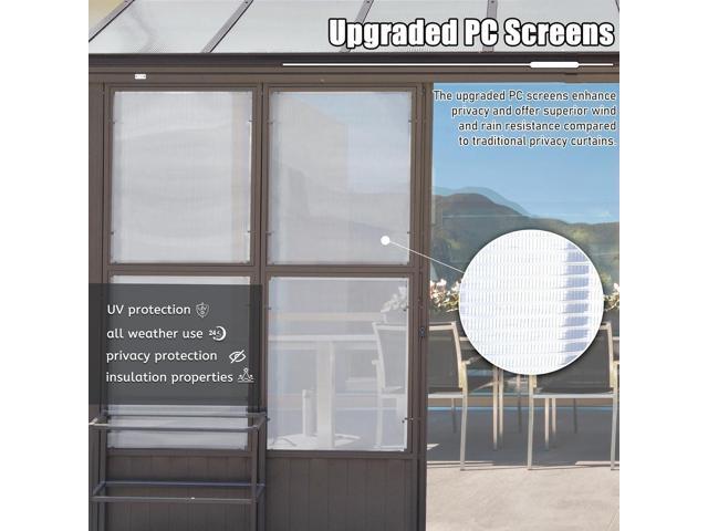 10x14FT All Season Sunroom, Outdoor Permanent Wall Mounted Solarium with Detachable Polycarbonate Windows, Aluminum Lean to Gazebo Sun Room with 2...