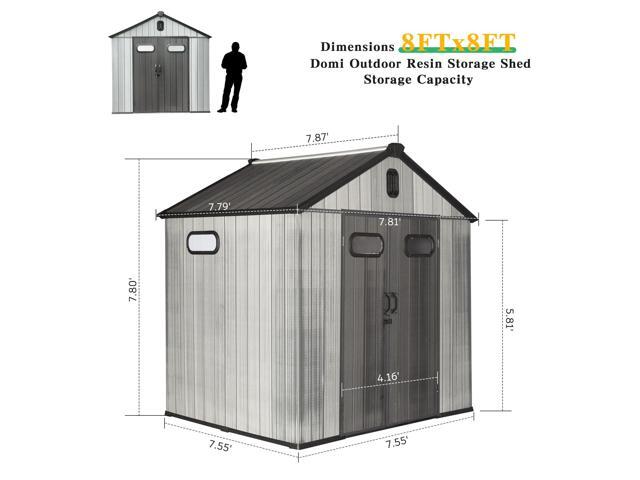 8x8FT Resin Outdoor Storage Shed with Lockable Door, Waterproof Outside Sheds with Windows & Vents, Heavy-Duty Plastic Tool Storage Shed for Patio...