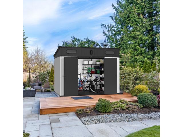 10 ft. W x 7 ft. D Plastic Storage Shed with Floor