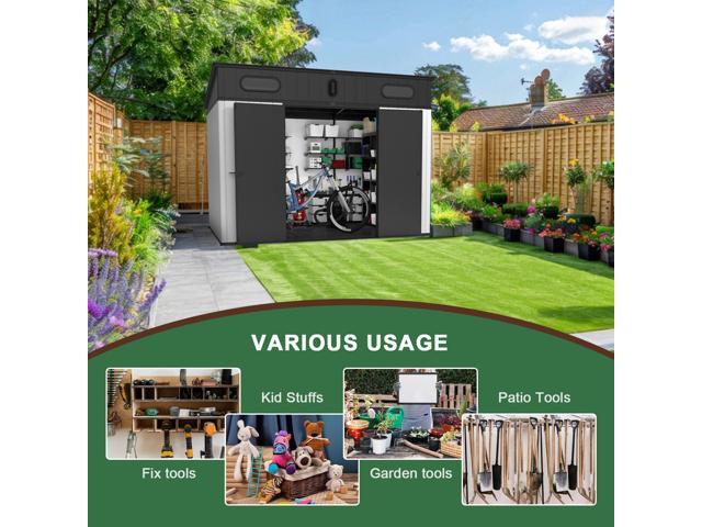 10 ft. W x 7 ft. D Plastic Storage Shed with Floor