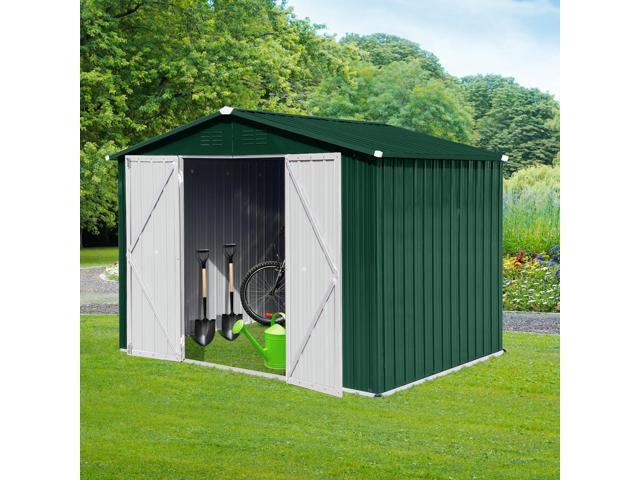 Metal garden sheds 8ftx6ft outdoor storage sheds Green+White