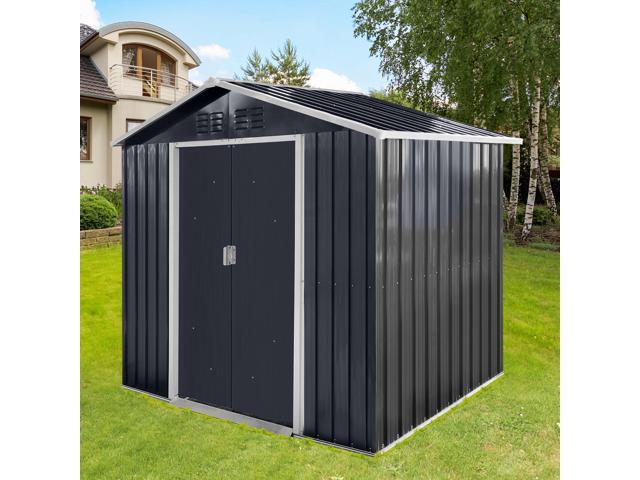 Metal garden sheds 7ftx4.3ft outdoor storage sheds Coal Grey with window