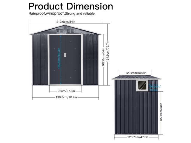 Metal garden sheds 7ftx4.3ft outdoor storage sheds Coal Grey with window