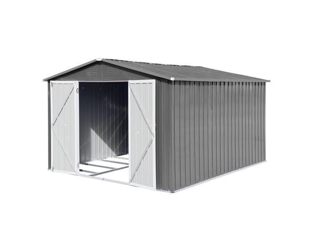 Metal outdoor storage sheds 10ftx12ft, Grey