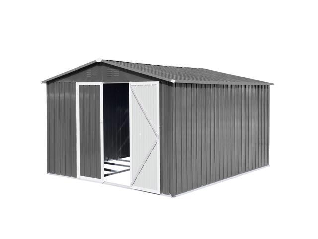 Metal outdoor storage sheds 10ftx12ft, Grey