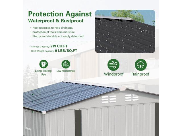 8X6 FT Metal Outdoor Storage Shed, Tool Shed with Pitched Roof Waterproof with Side Window and Lockable Door, Metal Tool Shed for Garden Tool...