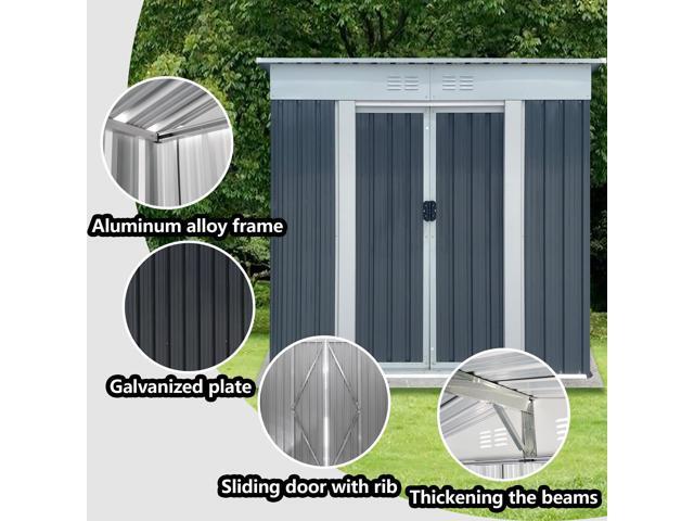 Outdoor Storage Sheds 6FTx4FT Pent Roof Grey