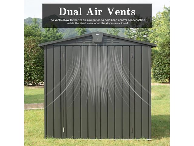 Outdoor Storage Shed 6.5'x 4.2', Metal Garden Shed for Bike, Trash Can, Tools, Lawn Mowers,Galvanized Steel Outdoor Storage Cabinet with Lockable...