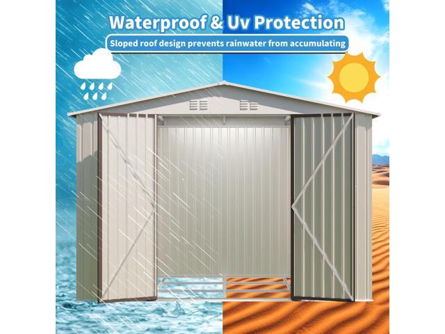 10x8 Feet White Color Outdoor Garden Shed Aluminum alloy frame With Hinge Door and foundation