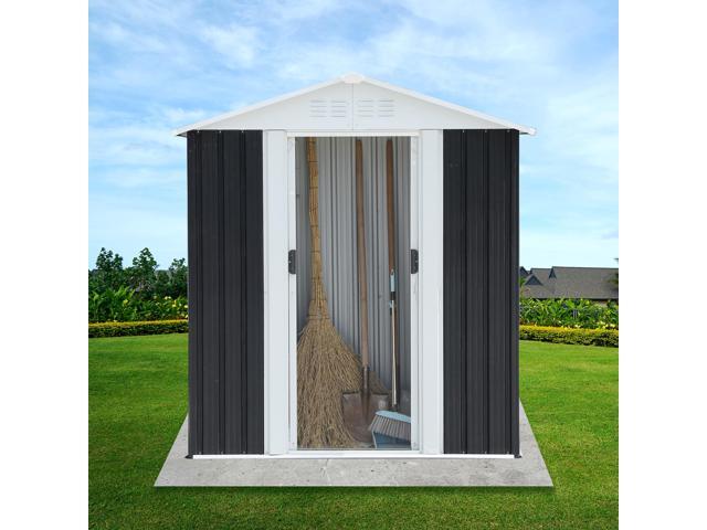 5x3 ft Grey Sliding Door Garden Shed for Outdoors Storage Apex Roof Design
