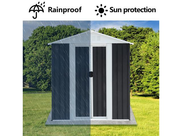5x3 ft Grey Sliding Door Garden Shed for Outdoors Storage Apex Roof Design
