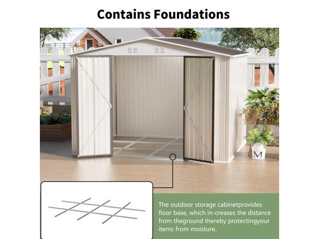 10x8 Feet White Color Outdoor Garden Shed Aluminum alloy frame With Hinge Door and foundation