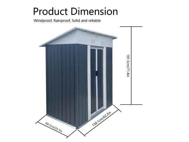 5FTx3FT Pent Roof Grey Outdoor Tool Bike Storage Garden Shed Tool House