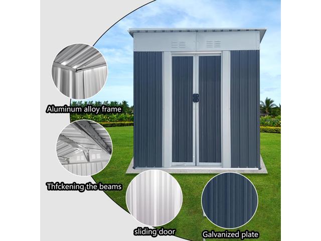 5FTx3FT Pent Roof Grey Outdoor Tool Bike Storage Garden Shed Tool House