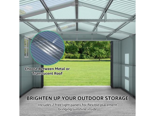 Upgraded 13x20FT Outdoor Storage Shed, Large Metal Garage Shed with Two Windows and Two Translucent Panels for Car, Truck, Bike, Lawnmower,...
