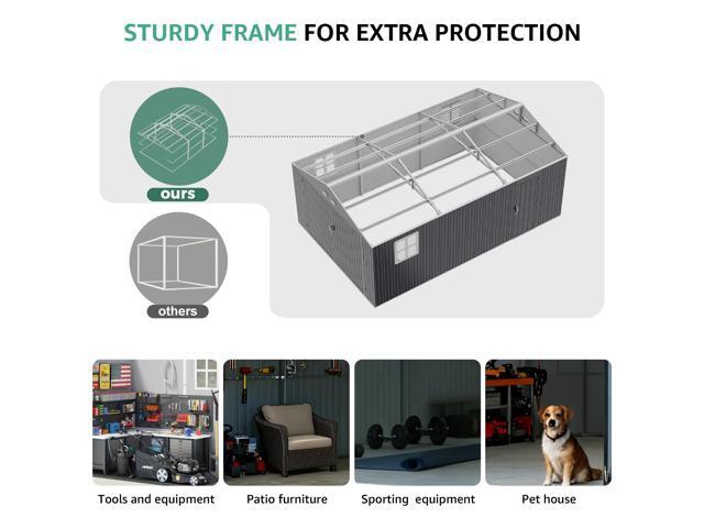 Upgraded 13x20FT Outdoor Storage Shed, Large Metal Garage Shed with Two Windows and Two Translucent Panels for Car, Truck, Bike, Lawnmower,...