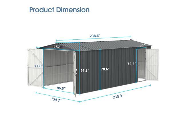 Outdoor Storage Shed 20x13 FT, Metal Garden Shed Backyard Utility Tool House Building with 2 Doors and 4 Vents for Car,Truck,Bike, Garbage...