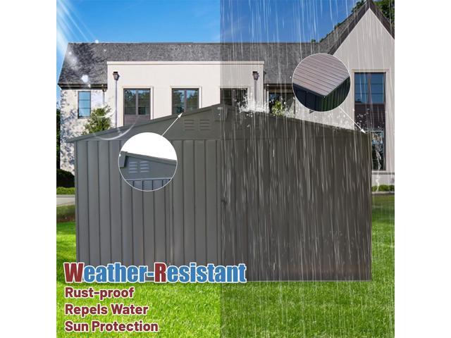 Backyard Storage Shed 11'x 9' with Galvanized Steel Frame & Windows, Outdoor Garden Shed Metal Utility Tool Storage Room with Lockable Door for...